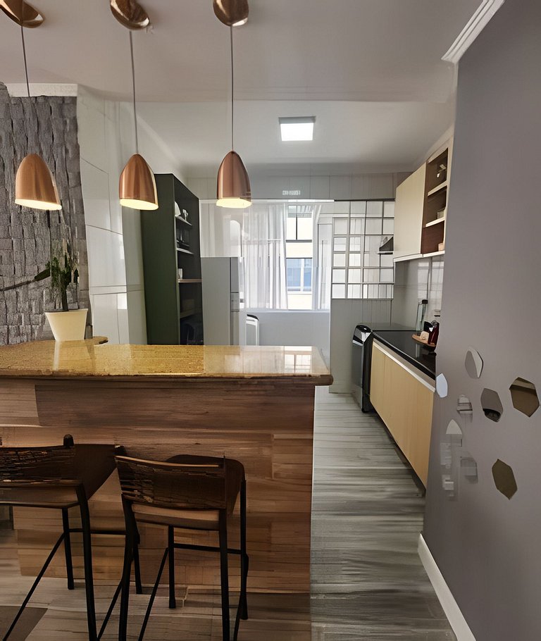 Moderno Apto no Gonzaga a UMA quadra da Praia