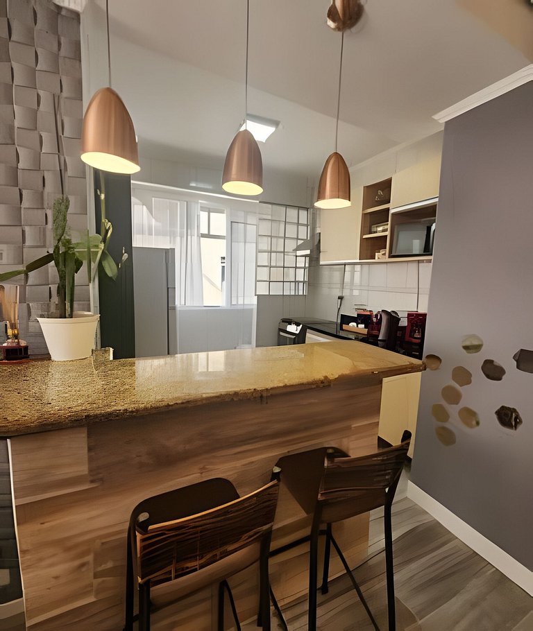 Moderno Apto no Gonzaga a UMA quadra da Praia