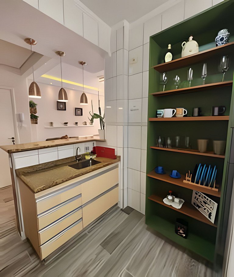 Moderno Apto no Gonzaga a UMA quadra da Praia